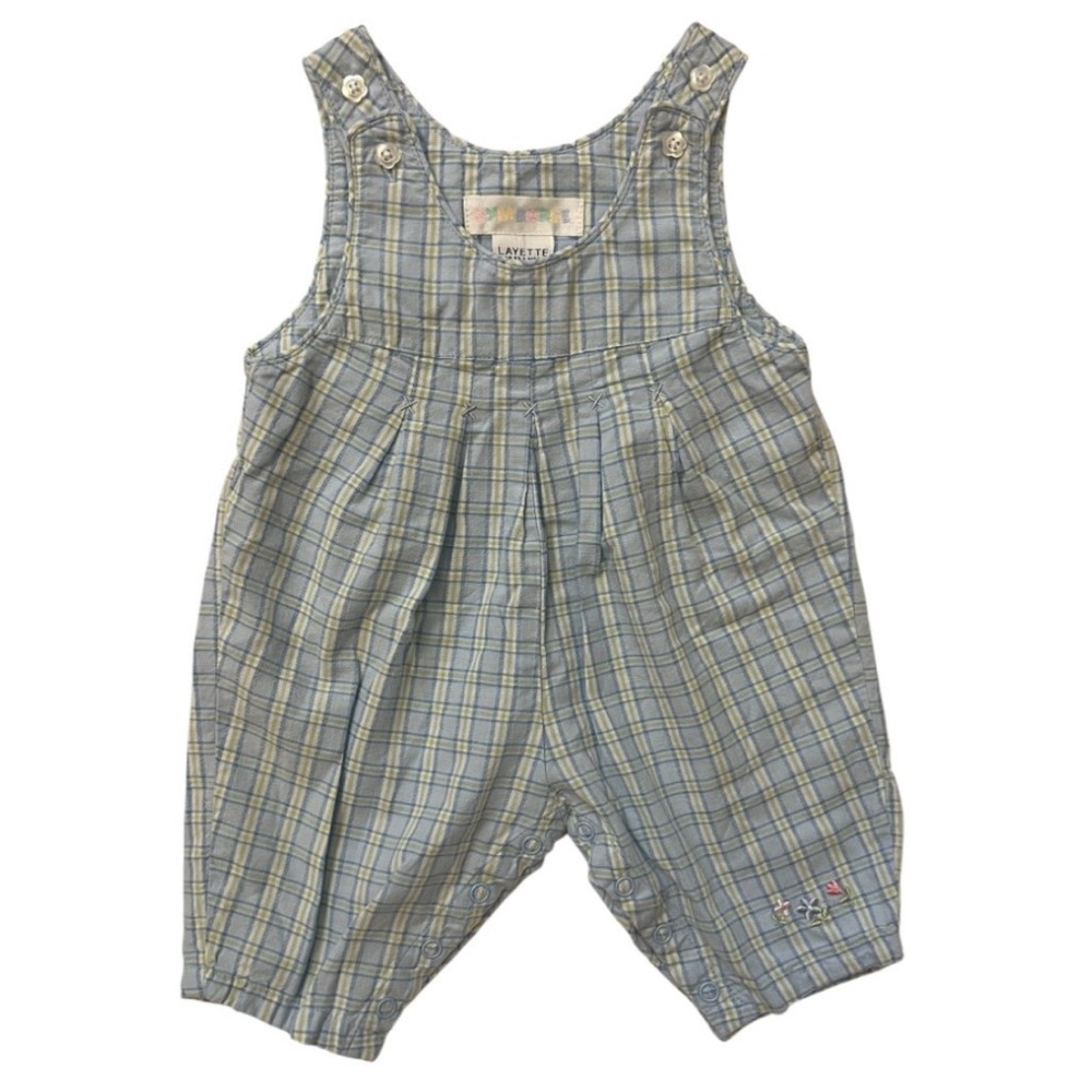 Vintage 90s Y2K Gymboree Blue Plaid Lightweight Baby Overalls